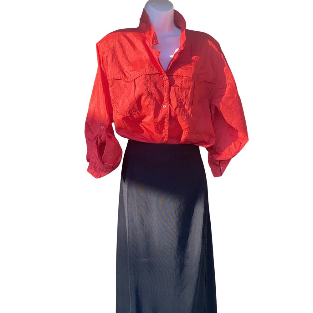 VTG Ashleigh Morgan Women Plus Size 14 Romantic Red Office Career Button Blouse